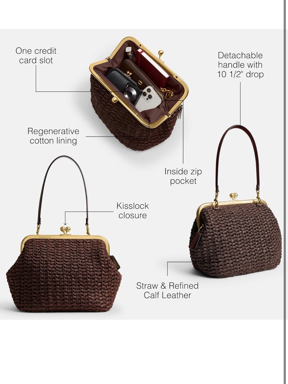 Coach Kisslock Frame Bag in Maple - Picture 3 of 7